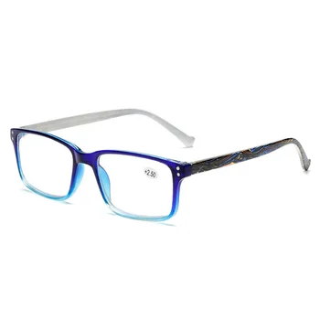 Yeni okuma gözlüğü Erkekler Kadınlar Dikdörtgen Çerçeve Şeffaf Lens Mavi Gözlük Presbiyopik Ultralight Diyoptri Erkek Sight Gözlük