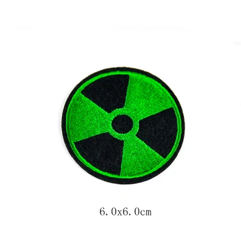 Yeni Varış Nükleer Tehlikeli İşareti Kafatası Radyoaktif Yama Nakış Dikiş Sarı Yeşil Demir on Aplike DIY kumaş yapışkanı