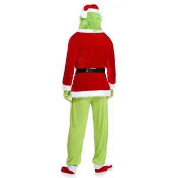 Yetişkin Unisex Yeşil Canavar Cosplay Canavar Santa Kostüm Erkekler Kadınlar için Cadılar Bayramı Noel süslü elbise Kıyafet Tam Set Artı Boyutu