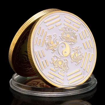 Ying ve Yang Doğada iki karşıt İlke Hatıra hediye Akrep Altın kaplama sikke Tai Chi size iyi şanslar Getirir