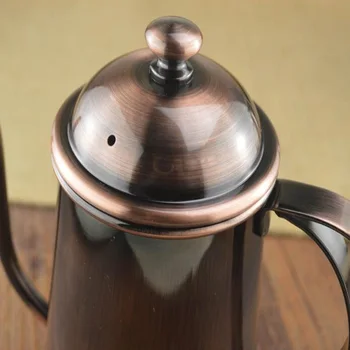 Yüksek Dereceli bronz Renk uzun ağız cezve 304 Paslanmaz çelik kalın saray demlik kahve su ısıtıcısı ücretsiz kargo
