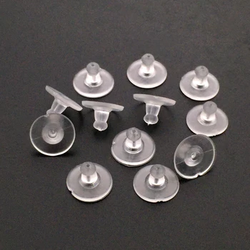 ZEROUP 100 adet Plastik Şeffaf Küpe Geri Kulak Çıtçıt Fiş Tıpalar Aksesuarları Takı Bulguları