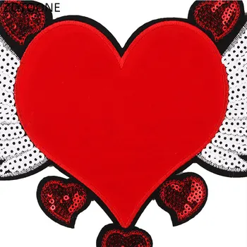 ZOTOONE Demir payet arma Şeftali Kalp Kanatları Bez Çıkartmalar Dikiş İşlemeli Yamalar Ceketler için DIY Rozeti Çantası Aplikler E