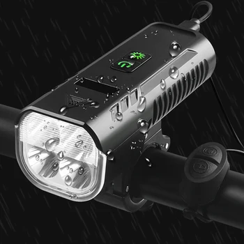 Çok fonksiyonlu Gidon Ön Lamba USB Şarj Edilebilir Su Geçirmez Bisiklet Far Elektronik Korna Sürme Aydınlatma Uyarı