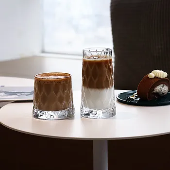 Şeffaf Cam Süt kahve fincanları Bardak Highball Çay Fincanı içme bardakları Şeffaf Kokteyl Su Züccaciye Latte Suyu Kupalar Hediye